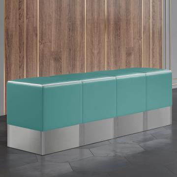 CUBO | Bistro Hockerbank | Türkis | Leder