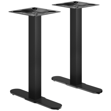 CURVED | Bistro Doppel Tischgestell | Schwarz | Höhe: 71 cm | Säule: 6 x 6 cm | Fuß: L 58 cm