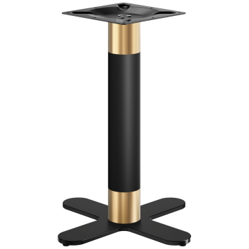 Böjd | Bistrobordsram | Bistrobordsram | Guld/Svart | Höjd: 71 cm | Pelare: Ø 7,6 cm | Bas: Ø 58 cm