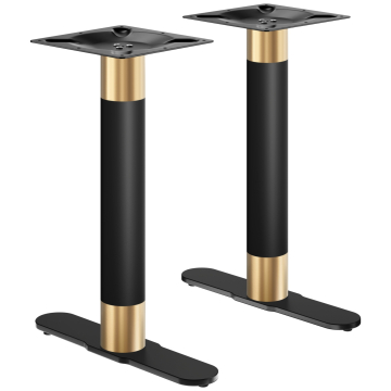 Buet | Bistrobordfod | Bistro dobbeltbordfod | Guld/Sort | Højde: 71 cm | Søjle: Ø 7,6 cm | Fod: L 5