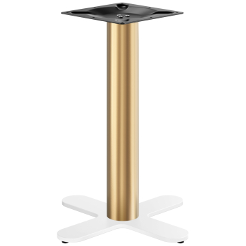 CURVED | Bistro Tischgestell | Gold/Weiß | Höhe: 71 cm | Säule: Ø 7,6 cm | Fuß: Ø 58 cm