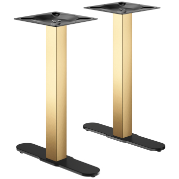 CURVED | Bistro Doppel Tischgestell | Gold/Schwarz | Höhe: 71 cm | Säule: 8 x 8 cm | Fuß: L 58 cm