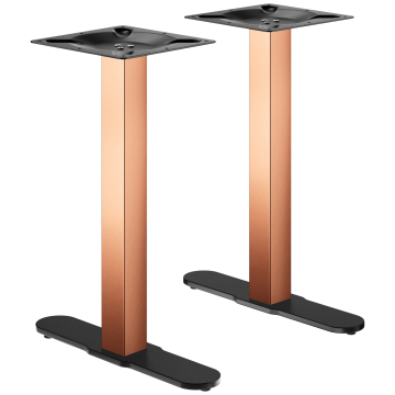 CURVED | Bistro Double Table Frame | Copper/Black | Height: 71 cm | Column: 6 x 6 cm | Base: L 58 cm