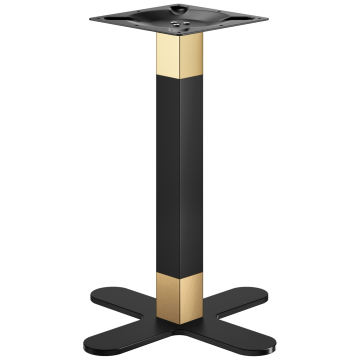 Forme incurvée | Piètement de table bistro | Doré/Noir | Hauteur : 71 cm | Colonne : 6 x 6 cm | Base