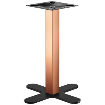 CURVED | Bistro Tischgestell | Kupfer/Schwarz | Höhe: 71 cm | Säule: 8 x 8 cm | Fuß: Ø 58 cm