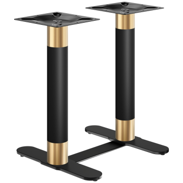 Buet | Bistrobordfod | Bistro dobbeltbordfod | Guld/Sort | Højde: 71 cm | Søjle: Ø 7,6 cm | Fod: L 5