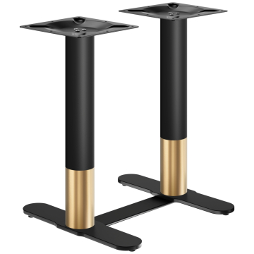 Buet | Bistrobordfot | Bistro dobbelbordfot | Gull/svart | Høyde: 71 cm | Søyle: Ø 7,6 cm | Fot: L 5