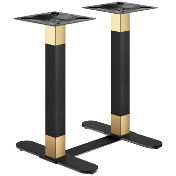 Curvado | Base de mesa Bistro | Base doble Bistro | Dorado/Negro | Altura: 71 cm | Columna: 6 x 6 cm