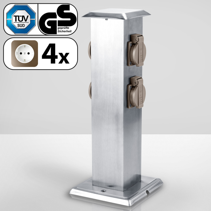 Columna DAVID 400mm | 4xsocket | acero inoxidable