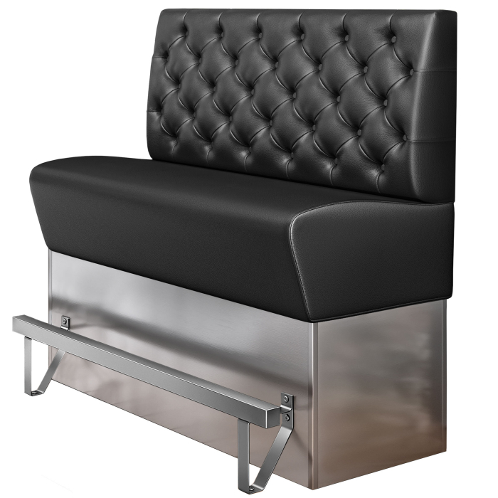 DALLAS | Gastro Hochbank | B:H 120 x 133 cm | Schwarz | Chesterfield | Leder