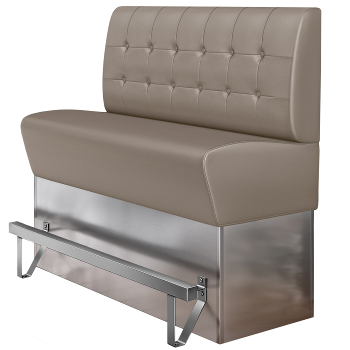 DALLAS | Gastro Hochbank | B:H 180 x 133 cm | Taupe | Chesterfield Button | Leder