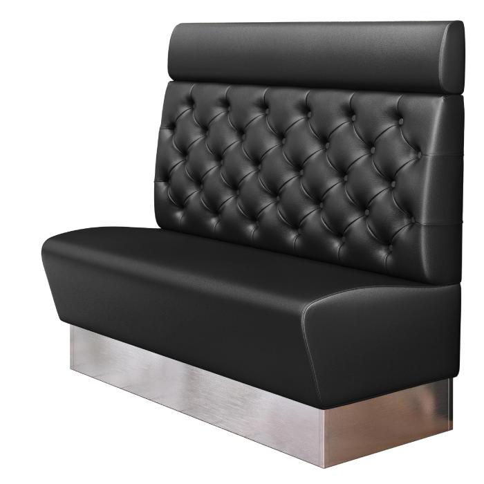 DALLAS | Banco tapizado para hostelería | Ancho:Alto 120 x 128 cm | Negro | Chesterfield | Cuero