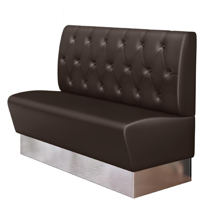 DALLAS | Banco tapizado para hostelería | Ancho:Alto 160 x 103 cm | Marrón | Rombo Chesterfield | Cuero