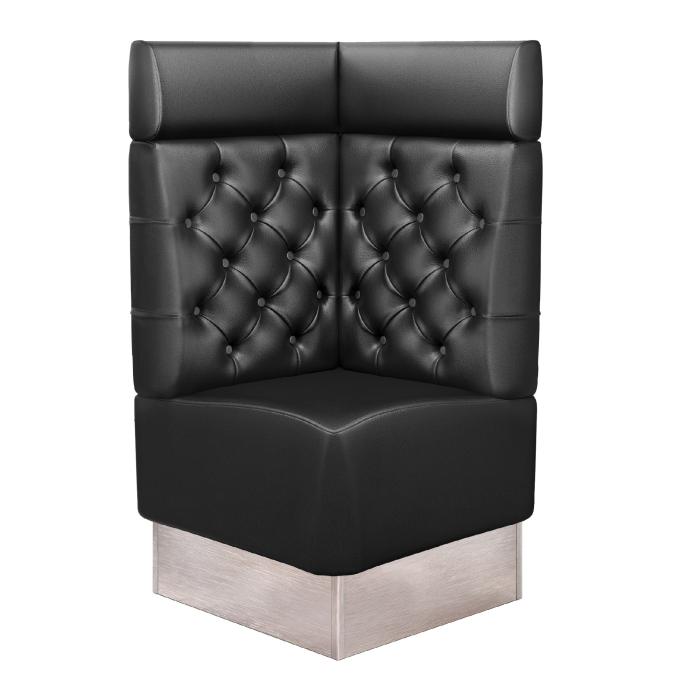 DALLAS | Banco esquinero para hostelería | Ancho:Alto 64 x 128 cm | Negro | Chesterfield | Cuero