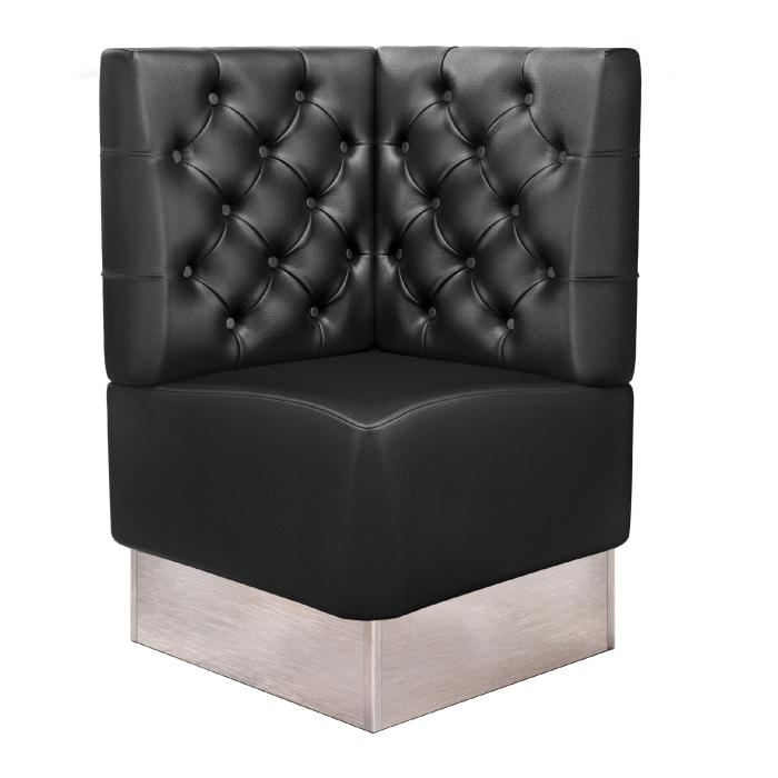 DALLAS | Banco esquinero para hostelería | Ancho:Alto 64 x 103 cm | Negro | Chesterfield | Cuero