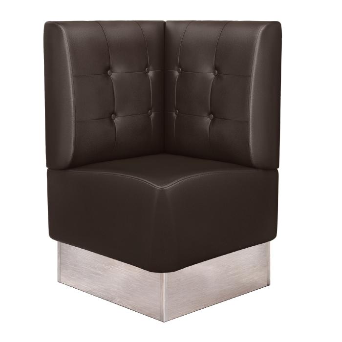 DALLAS | Banco esquinero para hostelería | Ancho:Alto 64 x 103 cm | Marrón | Botón Chesterfield | Cuero