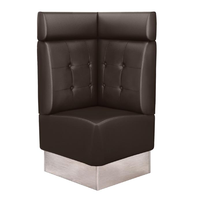 DALLAS | Banco esquinero para hostelería | Ancho:Alto 64 x 128 cm | Marrón | Botón Chesterfield | Cuero