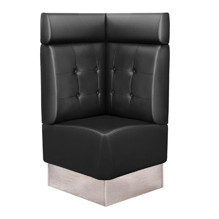 DALLAS | Banco esquinero para hostelería | Ancho:Alto 64 x 128 cm | Negro | Botón Chesterfield | Cuero