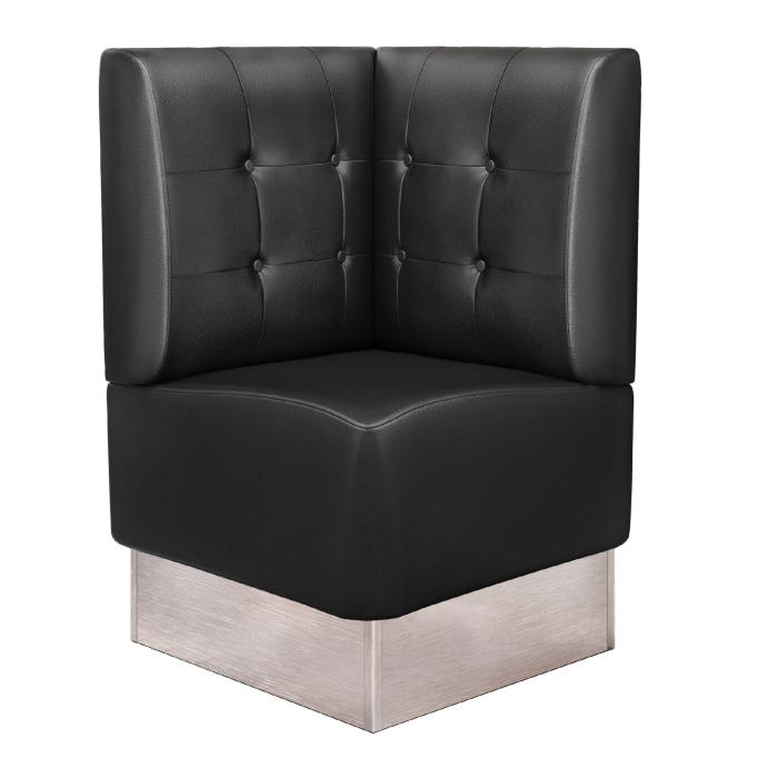 DALLAS | Banco esquinero para hostelería | Ancho:Alto 64 x 103 cm | Negro | Botón Chesterfield | Cuero