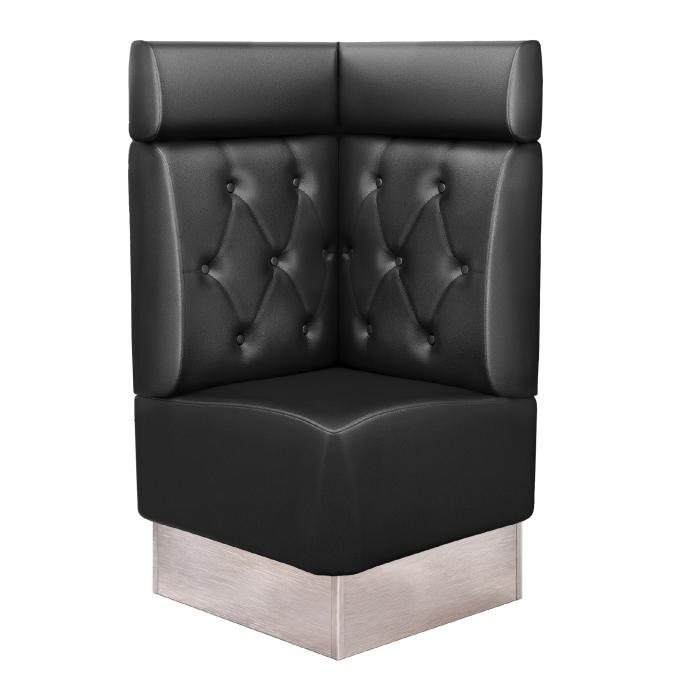 DALLAS | Banco esquinero para hostelería | Ancho:Alto 64 x 128 cm | Negro | Rombo Chesterfield | Cuero