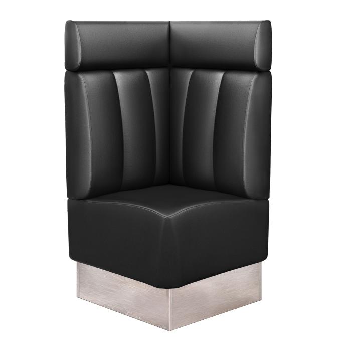 DALLAS | Banco esquinero para hostelería | Ancho:Alto 64 x 128 cm | Negro | Rayas | Cuero