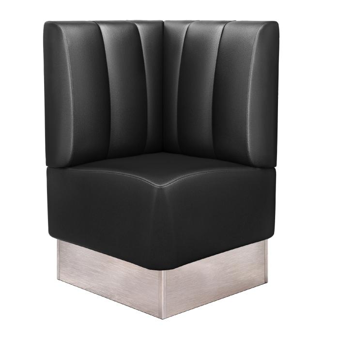 DALLAS | Banco esquinero para hostelería | Ancho:Alto 64 x 103 cm | Negro | Rayas | Cuero