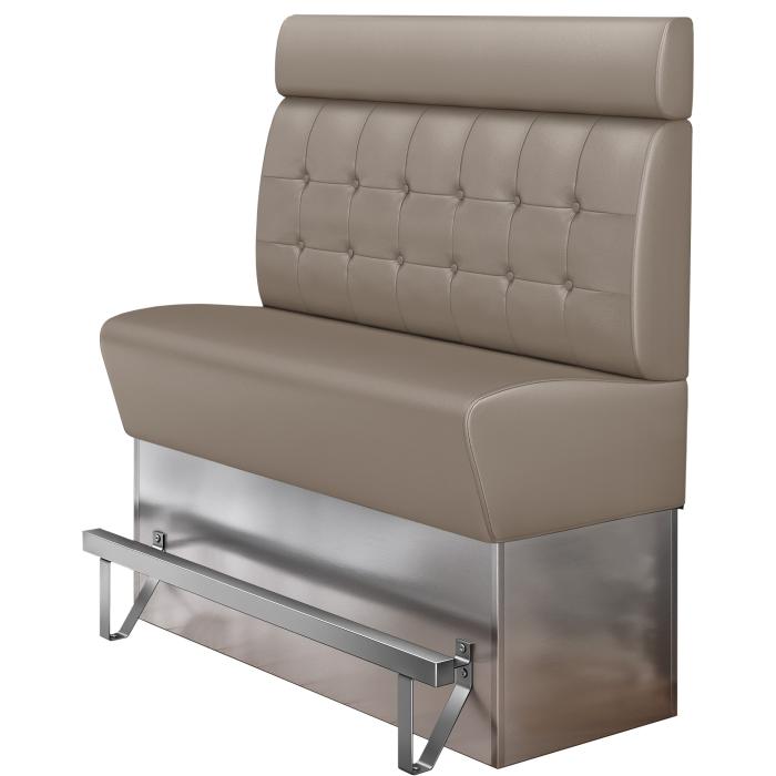 DALLAS | Hög restaurangsoffa | B:H 140 x 158 cm | Taupe | Chesterfield-knapp | Läder