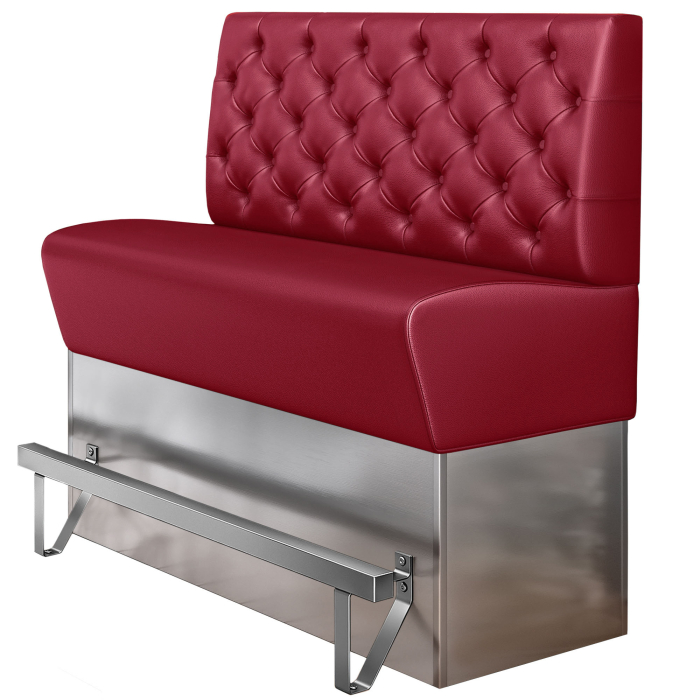 DALLAS | High-top dining bench | W:H 120 x 133 cm | Red | Chesterfield | Leather