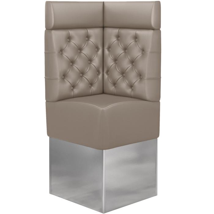 DALLAS | Hörnsoffa till restaurang | B:H 64 x 158 cm | Taupe | Chesterfield | Läder