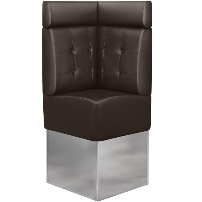 DALLAS | Hörnsoffa till restaurang | B:H 64 x 158 cm | Brun | Chesterfield-knapp | Läder