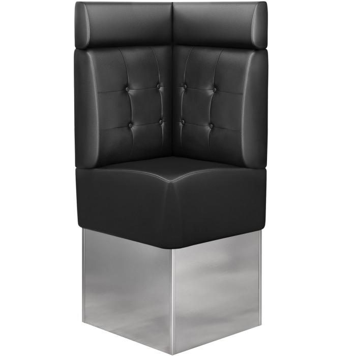 DALLAS | Hörnsoffa till restaurang | B:H 64 x 158 cm | Svart | Chesterfield-knapp | Läder