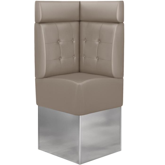 DALLAS | Hörnsoffa till restaurang | B:H 64 x 158 cm | Taupe | Chesterfield-knapp | Läder