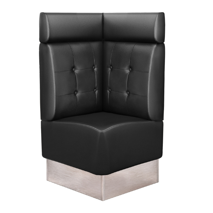 DALLAS | Banco de esquina para restaurantes | An:Al 64 x 128 cm | Negro | Botón Chesterfield | Cuero