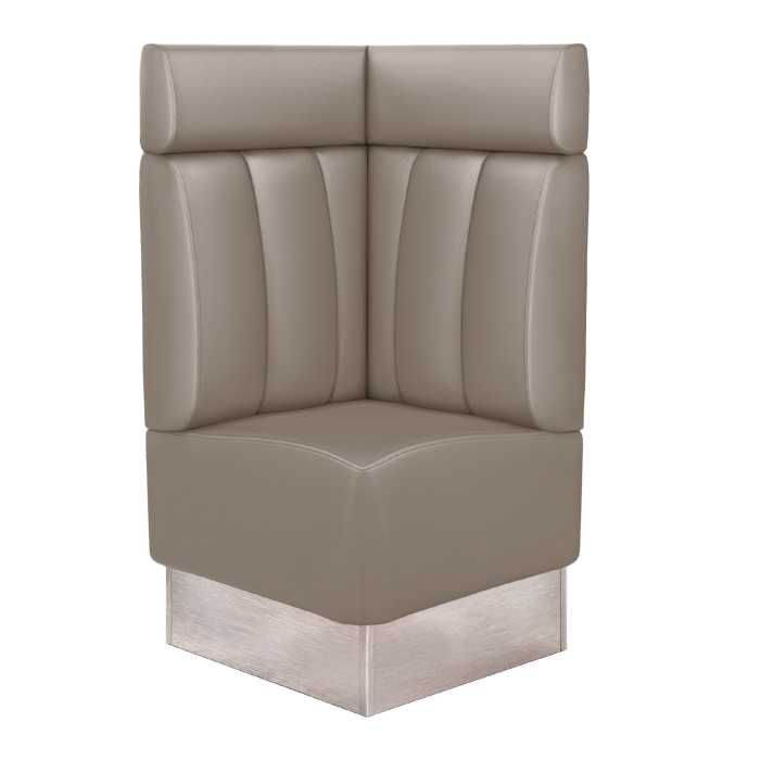DALLAS | Banco esquinero para restaurante | An:Al 64 x 128 cm | Gris topo | Rayas | Cuero
