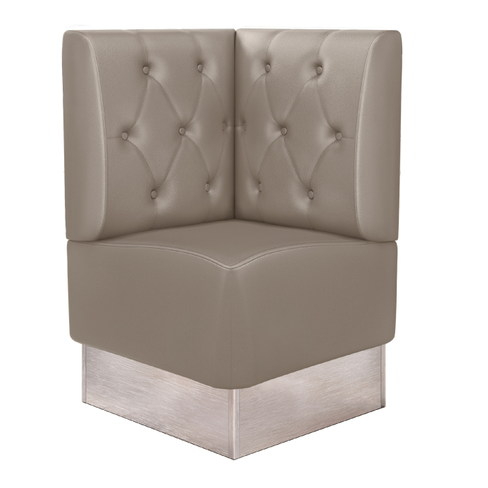 DALLAS | Hjørnebænk til restauranter | B:H 64 x 103 cm | Taupe | Chesterfield diamantmønster | Læder