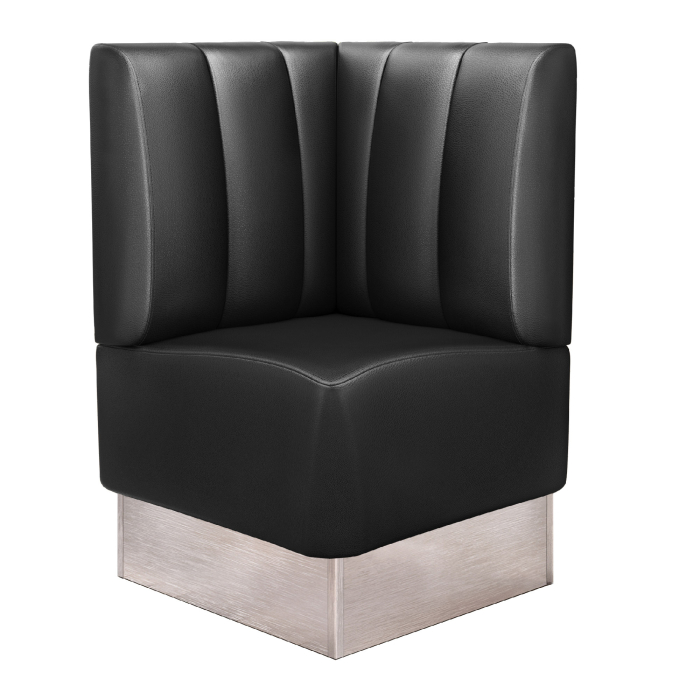 DALLAS | Hoekbank voor restaurants | B:H 64 x 103 cm | Zwart | Gestreept | Leer