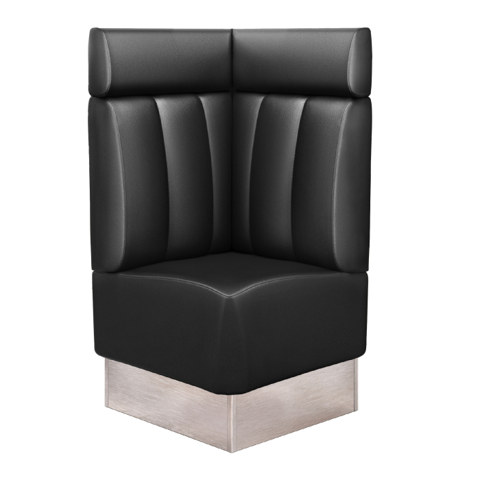 DALLAS | Hjørnebenk for restauranter | B:H 64 x 128 cm | Svart | Stripete | Skinn