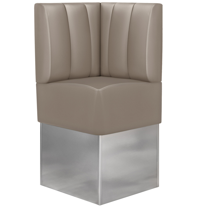 DALLAS | Hjørnebænk til restauranter | B:H 64 x 133 cm | Taupe | Stribet | Læder