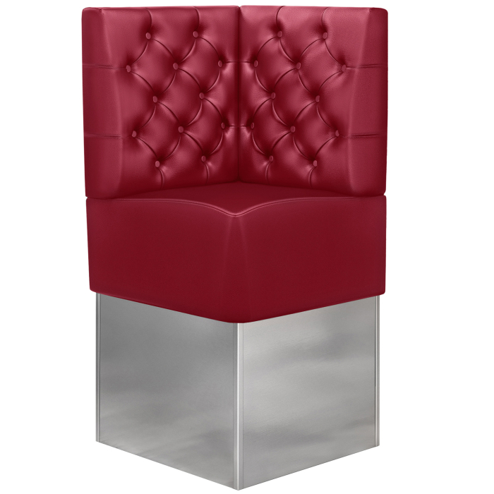 DALLAS | Hoekbank voor restaurants | B:H 64 x 133 cm | Rood | Chesterfield | Leer
