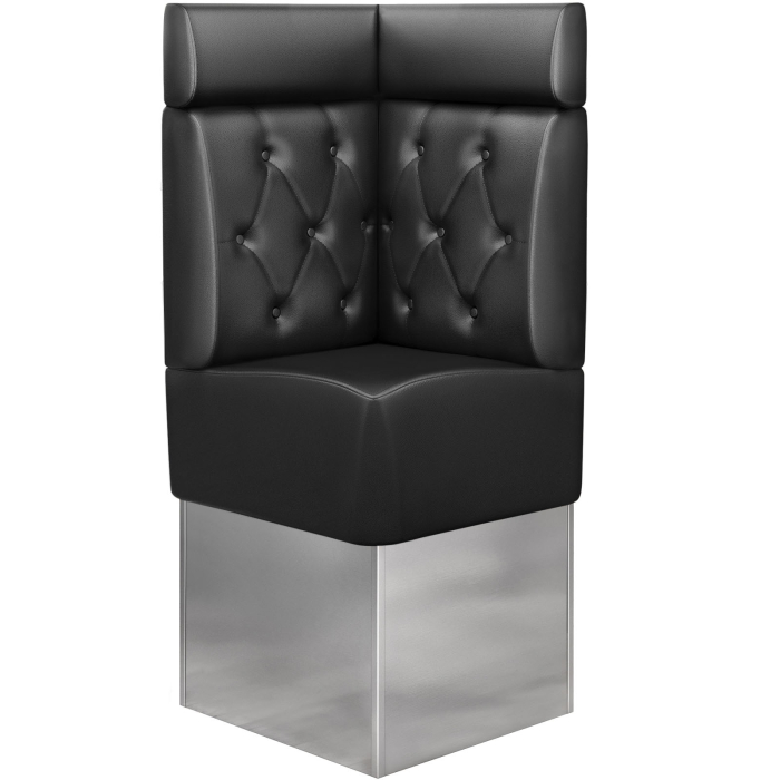 DALLAS | Gastro Eckbank | B:H 64 x 158 cm | Schwarz | Chesterfield Raute | Leder