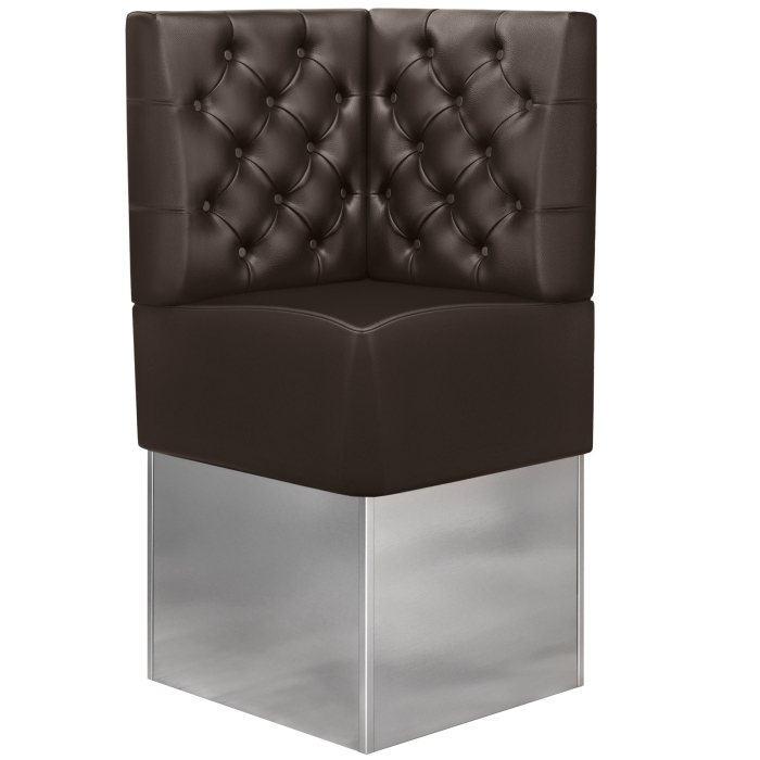 DALLAS | Banquette d'angle pour restauration | L:H 64 x 133 cm | Marron | Chesterfield | Cuir