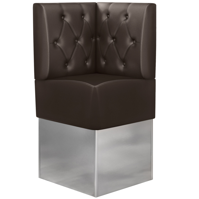 DALLAS | Banquette d'angle pour restauration | L:H 64 x 133 cm | Marron | Chesterfield losange | Cuir