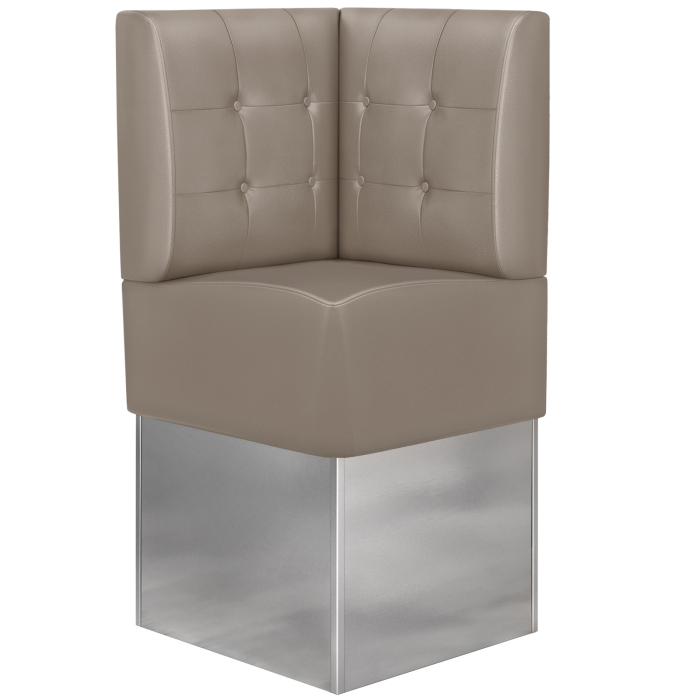 DALLAS | Banquette d'angle pour restauration | L:H 64 x 133 cm | Taupe | Bouton Chesterfield | Cuir