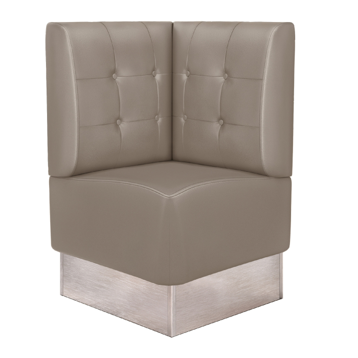 DALLAS | Kulmapenkki ravintoloihin | L:K 64 x 103 cm | Taupe | Chesterfield-nappi | Nahka
