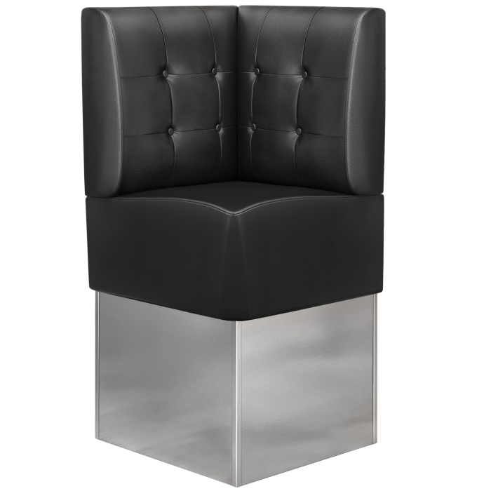 DALLAS | Corner bench for restaurants | W:H 64 x 133 cm | Black | Chesterfield button | Leather