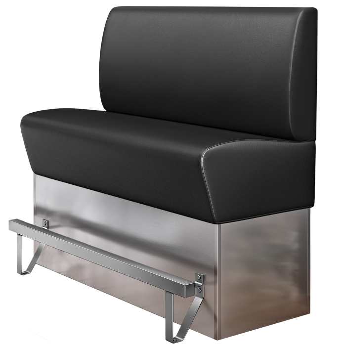 DALLAS | Catering hoge bank | B:H 160 x 133 cm | Zwart | Glad | Leer