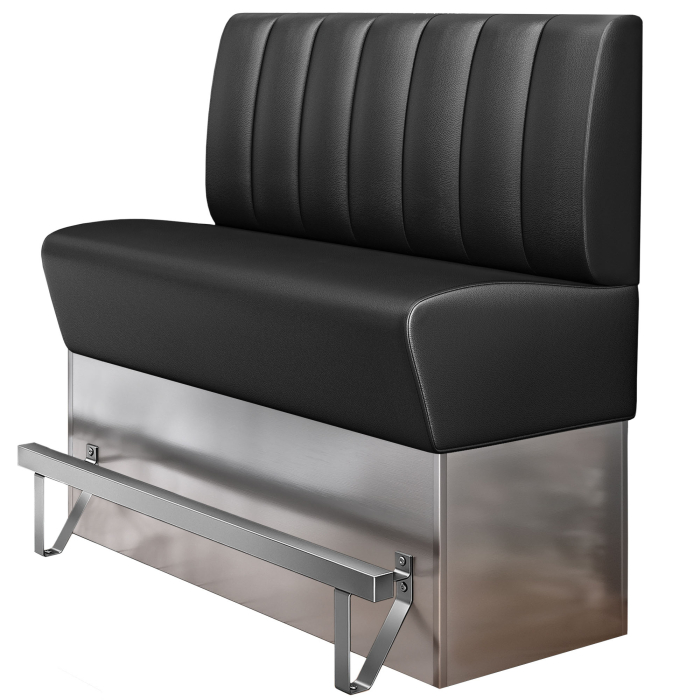 DALLAS | Høy benk for catering | B:H 200 x 133 cm | Svart | Stripete | Skinn