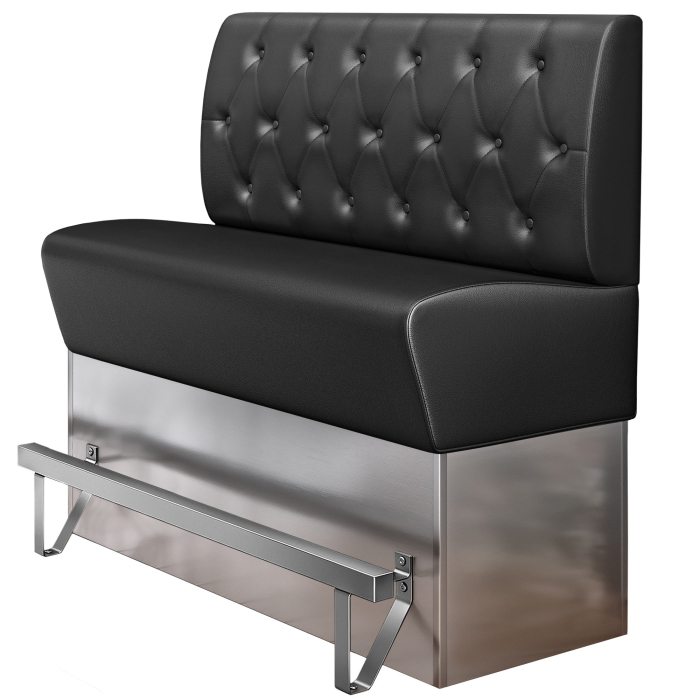 DALLAS | Hoge bank voor restaurants | B:H 200 x 133 cm | Zwart | Chesterfield ruitpatroon | Leer