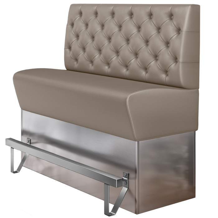 DALLAS | Banquette haute professionnel | L:H 100 x 133 cm | Taupe | Chesterfield | Cuir