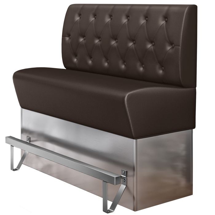 DALLAS | Banquette haute professionnel | L:H 180 x 133 cm | Marron | Chesterfield losange | Cuir